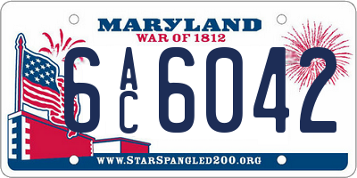 MD license plate 6AC6042