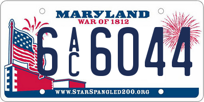 MD license plate 6AC6044