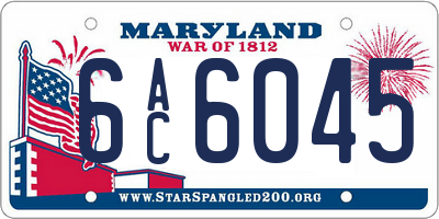 MD license plate 6AC6045