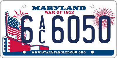 MD license plate 6AC6050