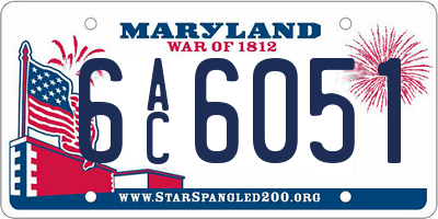 MD license plate 6AC6051