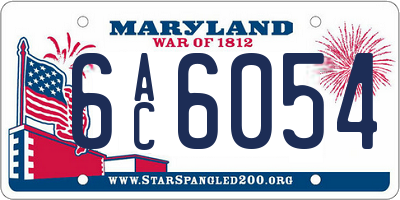 MD license plate 6AC6054