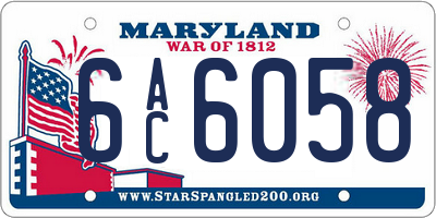 MD license plate 6AC6058