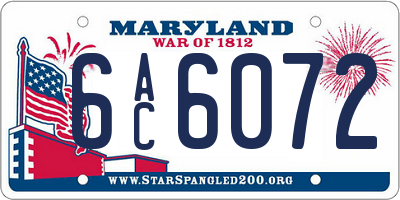 MD license plate 6AC6072
