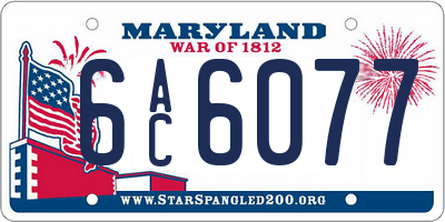 MD license plate 6AC6077
