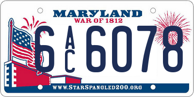 MD license plate 6AC6078
