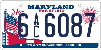 MD license plate 6AC6087