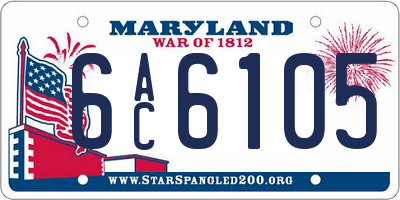 MD license plate 6AC6105