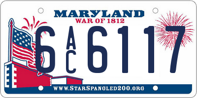 MD license plate 6AC6117