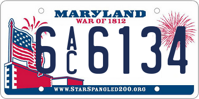 MD license plate 6AC6134