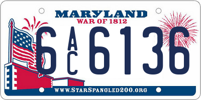 MD license plate 6AC6136