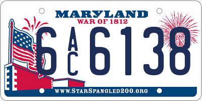 MD license plate 6AC6138