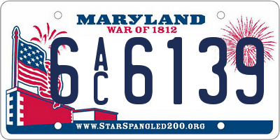 MD license plate 6AC6139