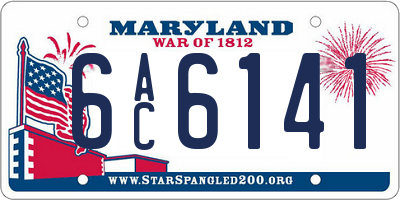 MD license plate 6AC6141