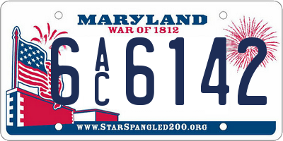 MD license plate 6AC6142