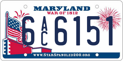 MD license plate 6AC6151
