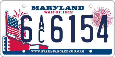 MD license plate 6AC6154