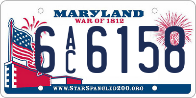MD license plate 6AC6158