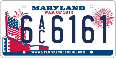 MD license plate 6AC6161
