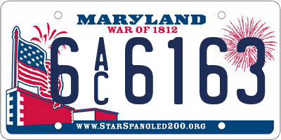 MD license plate 6AC6163