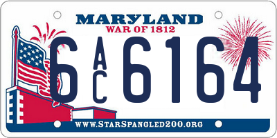 MD license plate 6AC6164