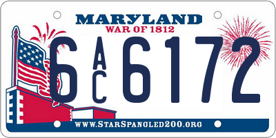 MD license plate 6AC6172