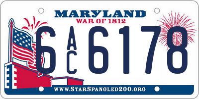 MD license plate 6AC6178