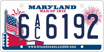 MD license plate 6AC6192