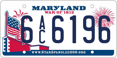 MD license plate 6AC6196