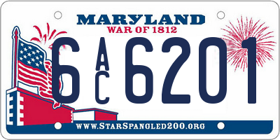 MD license plate 6AC6201