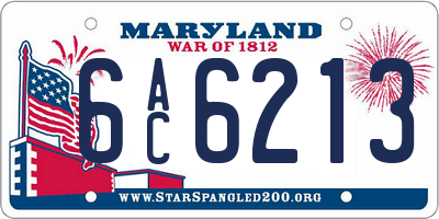 MD license plate 6AC6213