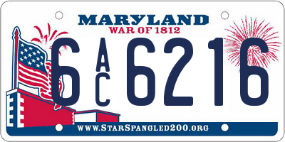 MD license plate 6AC6216