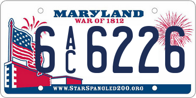 MD license plate 6AC6226