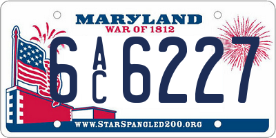 MD license plate 6AC6227