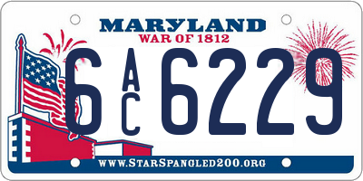 MD license plate 6AC6229
