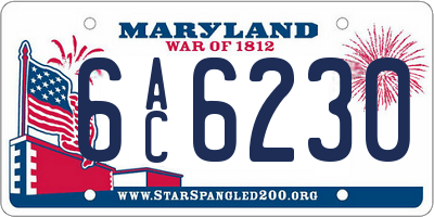 MD license plate 6AC6230