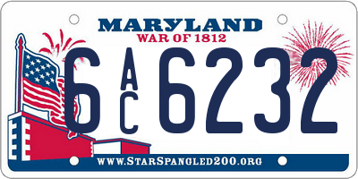 MD license plate 6AC6232