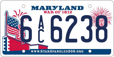 MD license plate 6AC6238