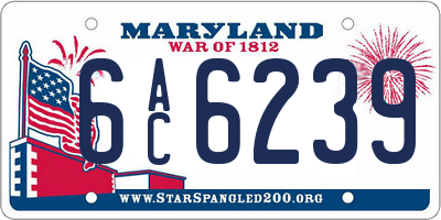 MD license plate 6AC6239