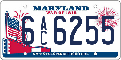 MD license plate 6AC6255
