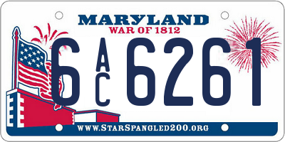 MD license plate 6AC6261