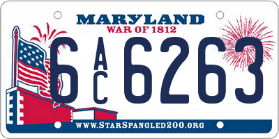 MD license plate 6AC6263