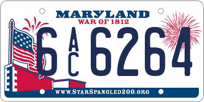 MD license plate 6AC6264