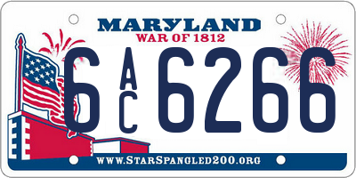 MD license plate 6AC6266