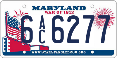 MD license plate 6AC6277
