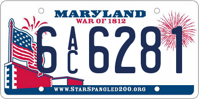 MD license plate 6AC6281