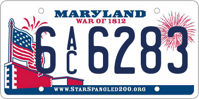 MD license plate 6AC6283