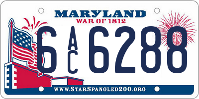 MD license plate 6AC6288