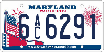 MD license plate 6AC6291