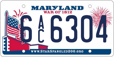 MD license plate 6AC6304